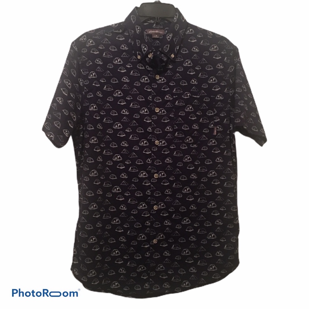 Eddie Bauer Camping Tent Print Shirt M